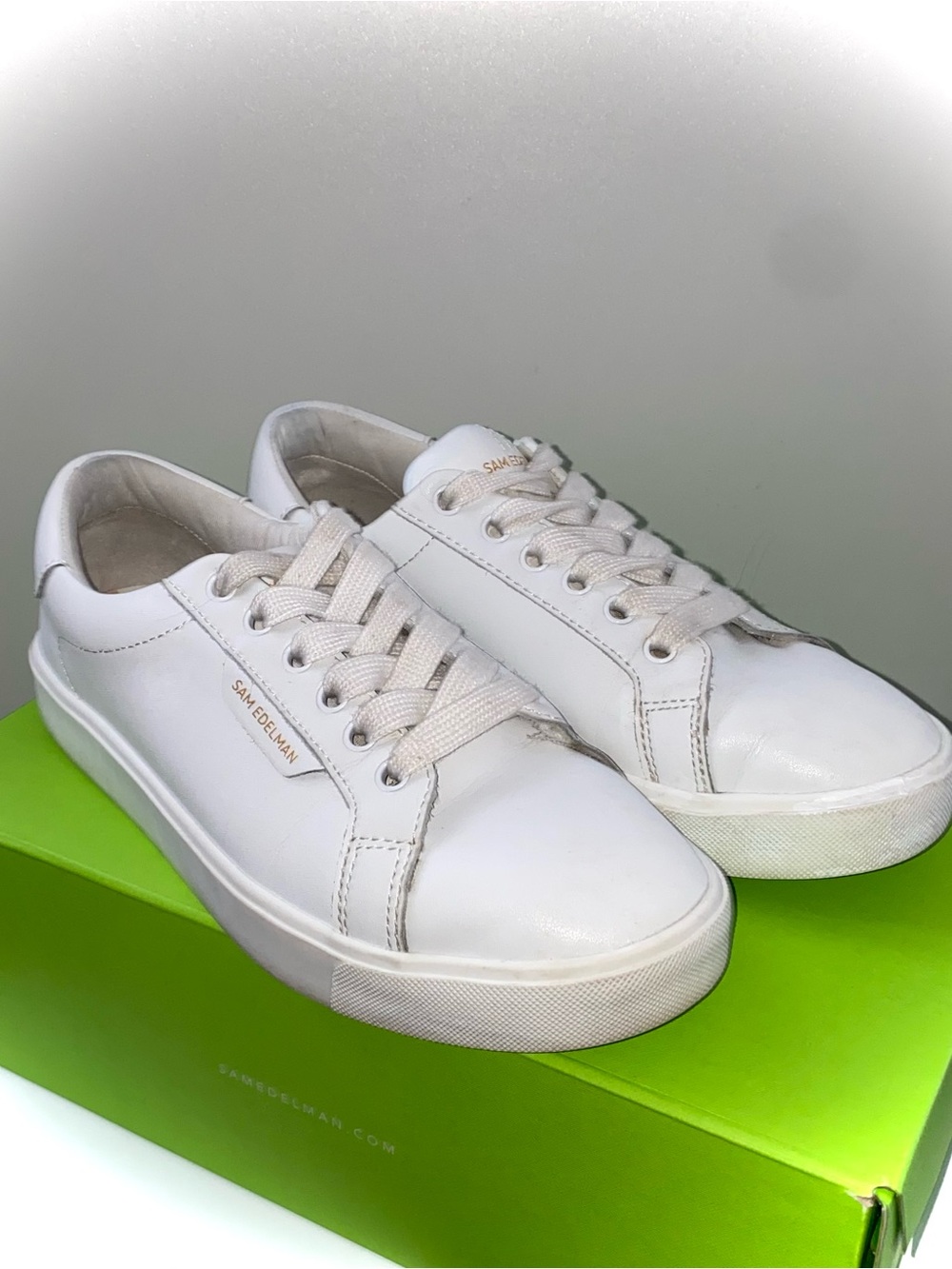 Sam Edelman White Leather Low-Top Sneakers